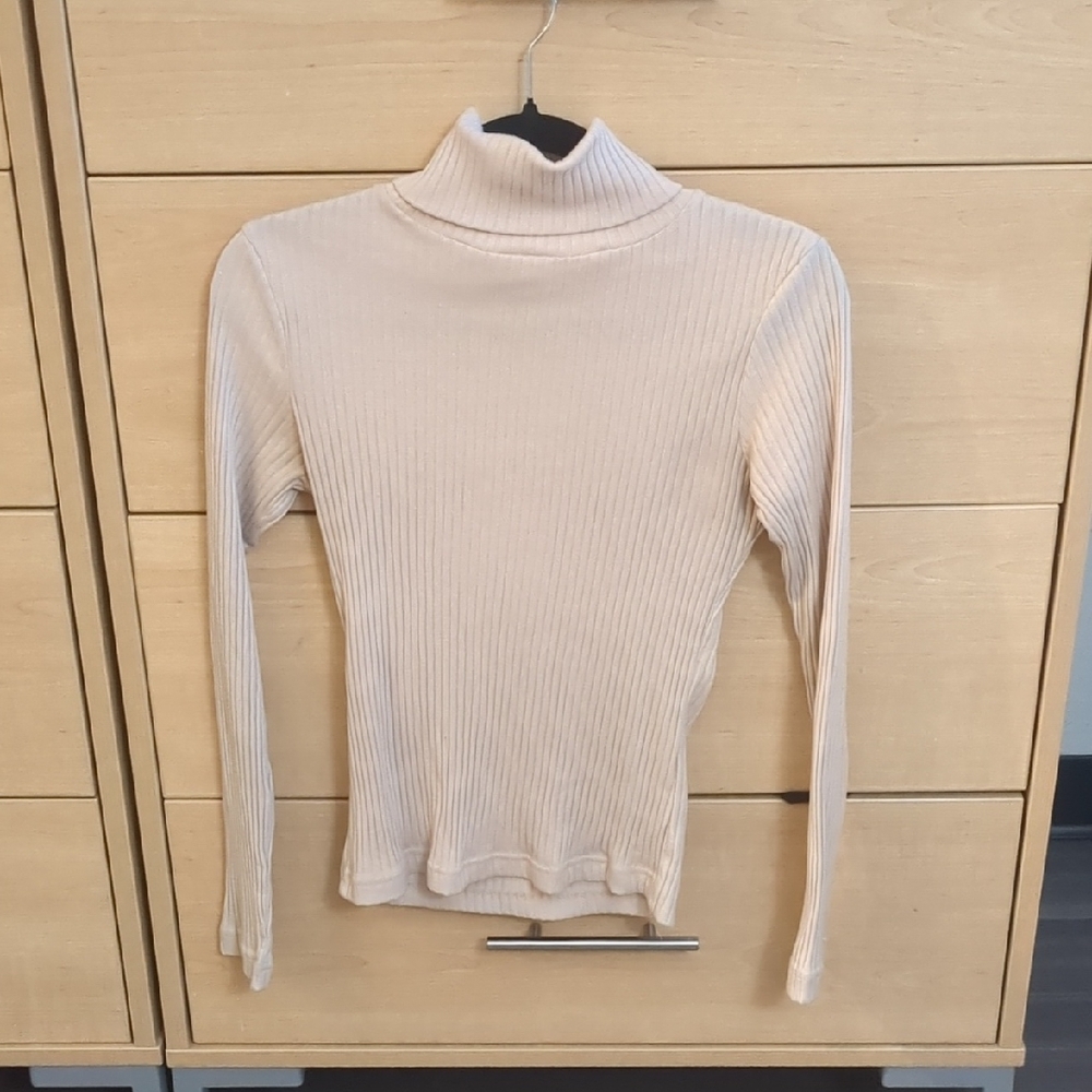 Voice Beige Ribbed Turtleneck
